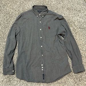 US Polo Assn. Grey Button Up Shirt Men’s Medium Cotton